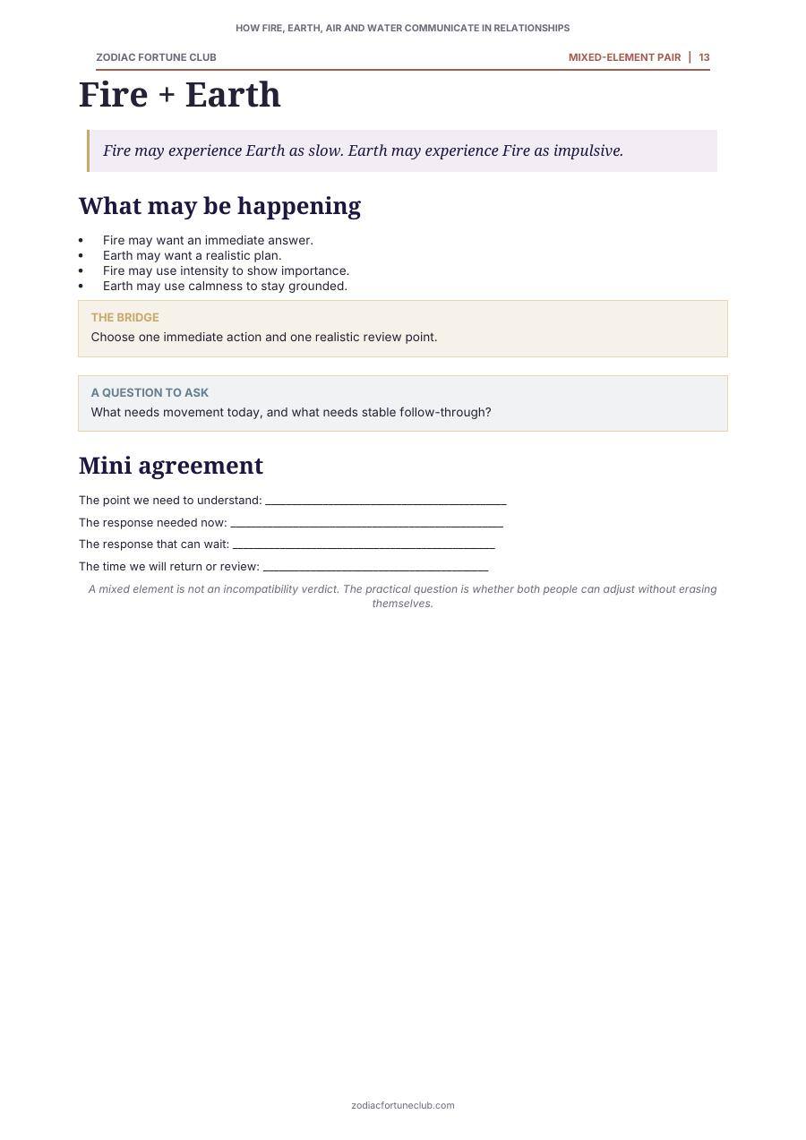 Mixed-element pairing preview page from the communication guide
