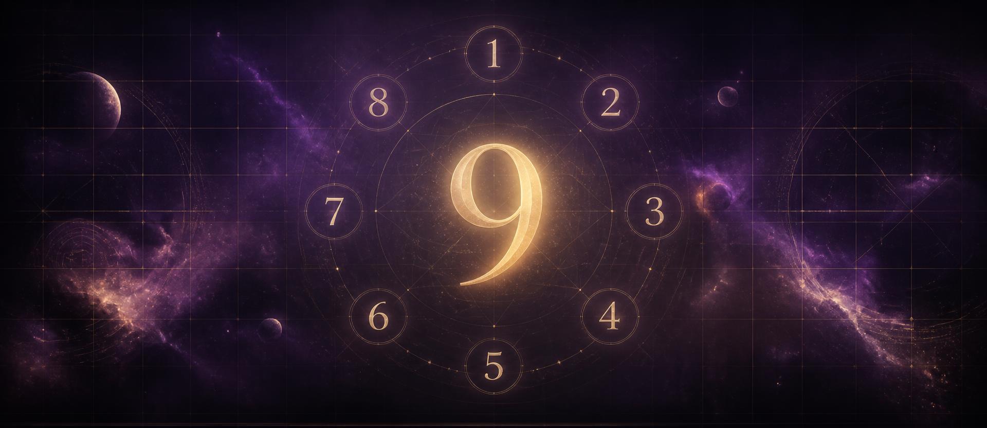 Golden numerology wheel with the numbers one to nine surrounding September 2026